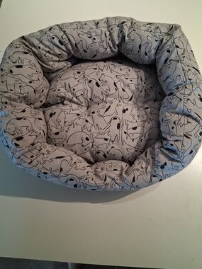 Gray Printed Pet Bed with Abstract Dog Pattern